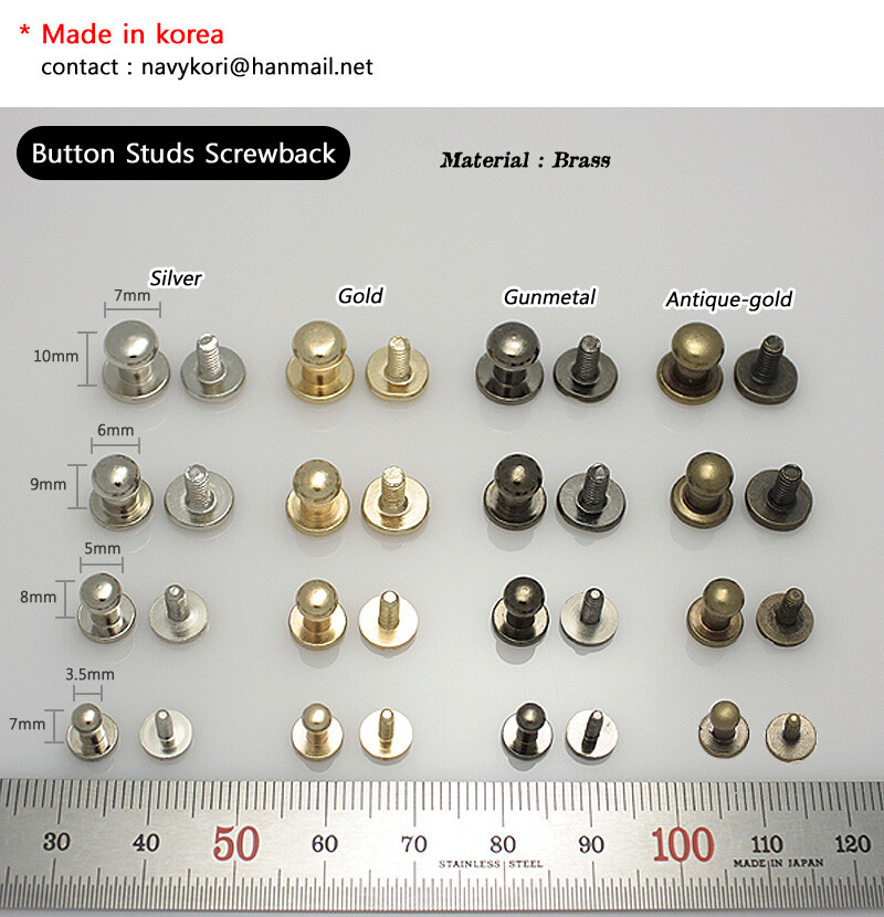 Head Button Stud Screwback Leather Craft Bag Screw multi color & size choice