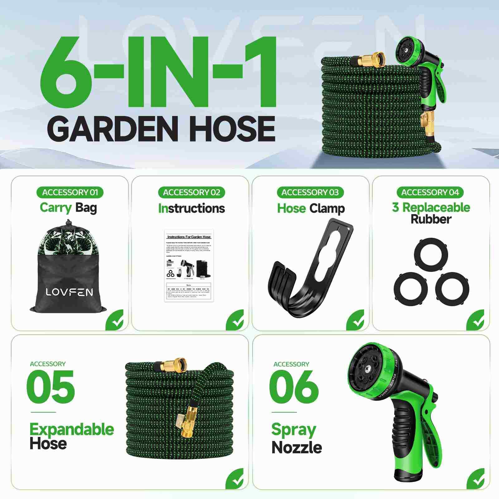 Durable Lightweight 3X Expandable Flexible Garden Water Hose 25/50/75/100/150ft