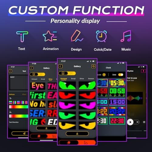 LED Light Signs for Car, 7”x3” Flexible USB 5V Bluetooth APP Control Full