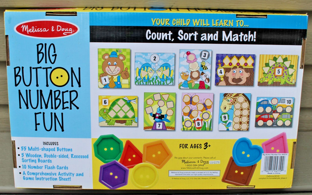 Melissa & Doug Big Button Number Fun Set Count Sort Match Learning Game PreK