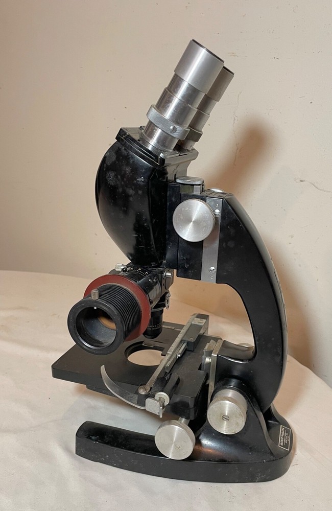 vintage original Bausch & lomb August Waeldon balplan binocular iron microscope