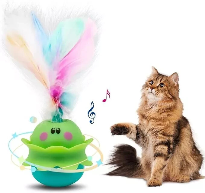 Cat Toy Monster, 2in1 Automatic Interactive Toy, Real Feathers, Rechargeable