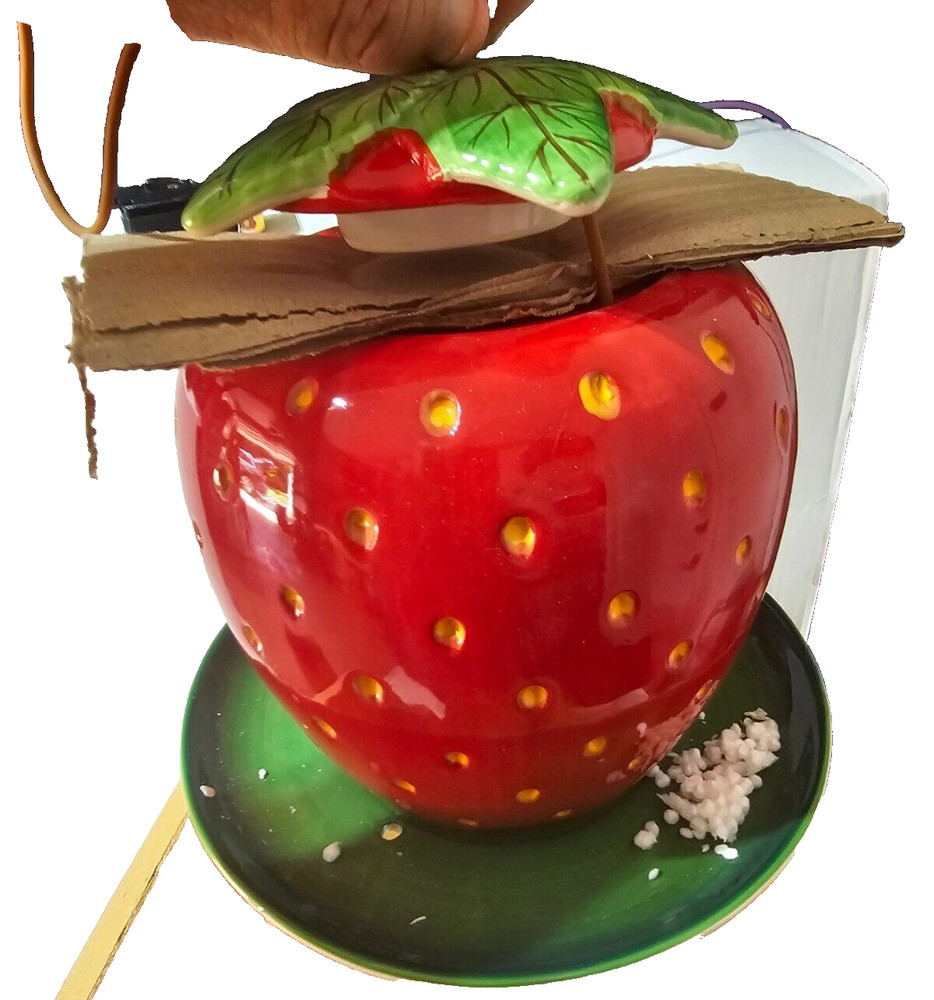 Ceramic Strawberry Hanging Bird Feeder - Cracker Barrel Original