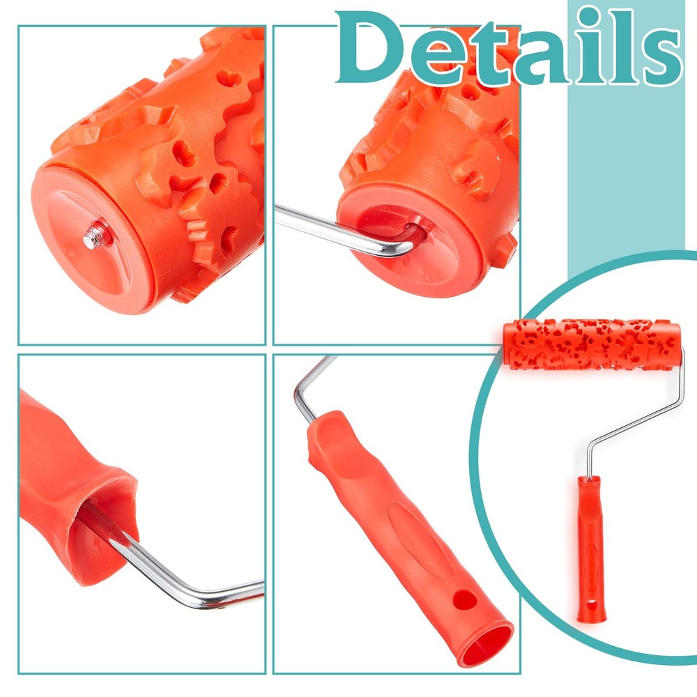 2 Pcs 7'' Texture Roller Pattern Paint Roller for Wall Decoration Classic Rub...