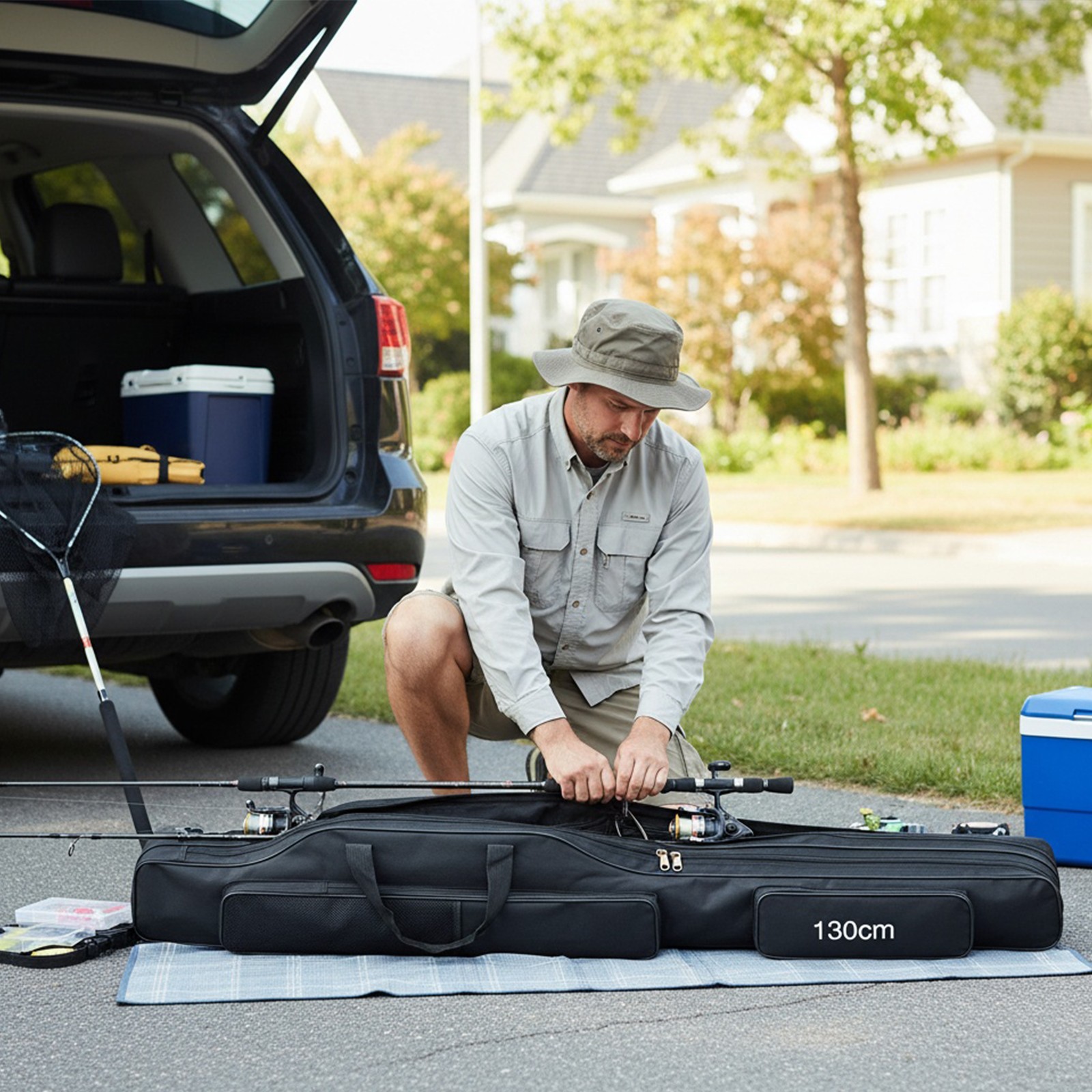 Fishing Rod Case - 3 Layers Fishing Pole Bag Portable Carry Storage Case 130cm