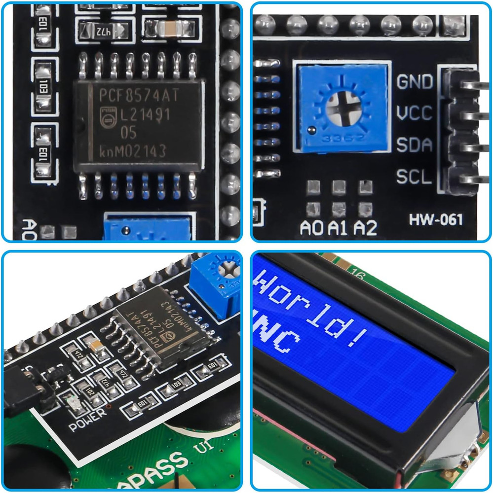 4-Pack 1602 LCD Display Module I2C Blue Screen Backlight 16X2 Character IIC Seri