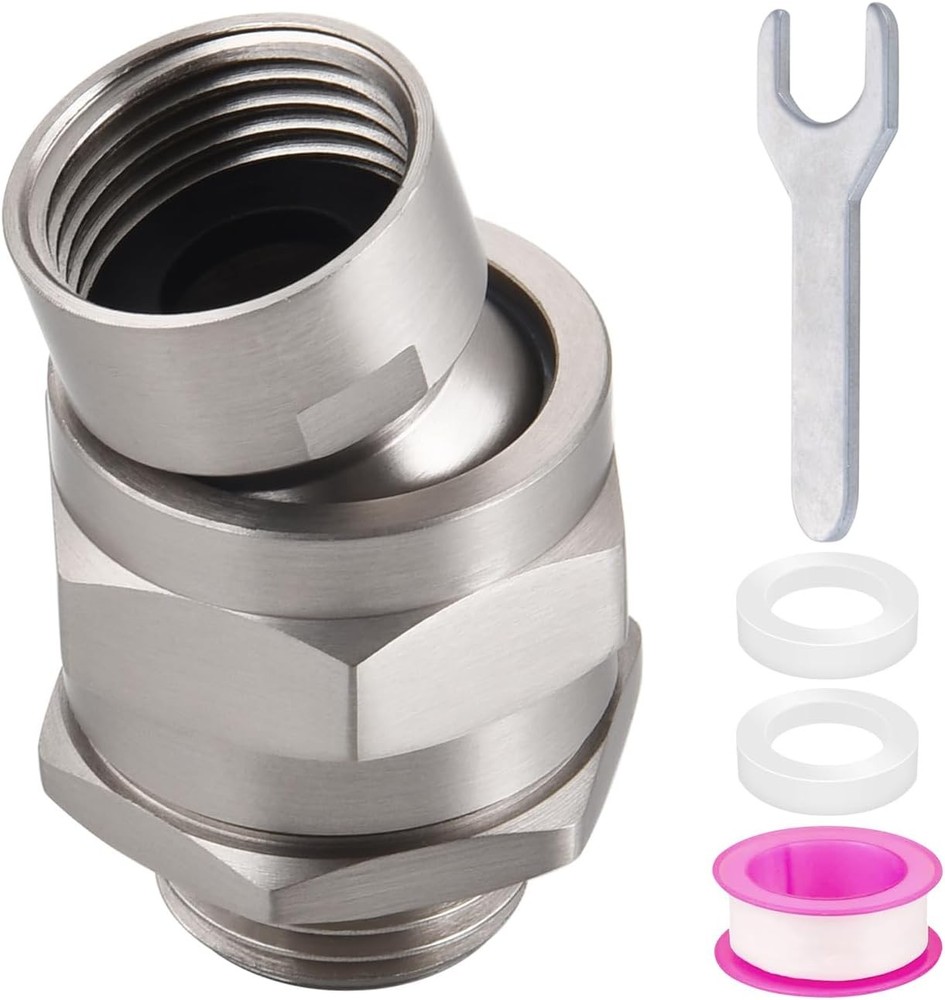 Shower Head Swivel Ball Adapter - Solid Brass Adjustable Shower Arm