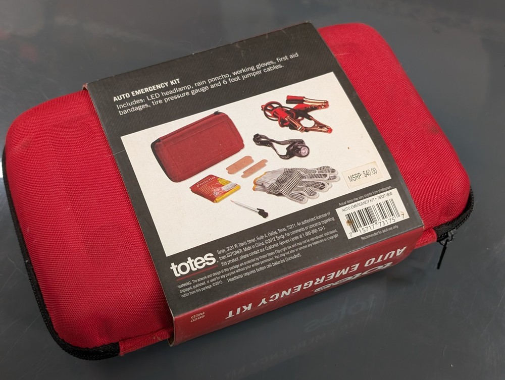 Totes Auto Emergency Kit 9.5" x 6" New
