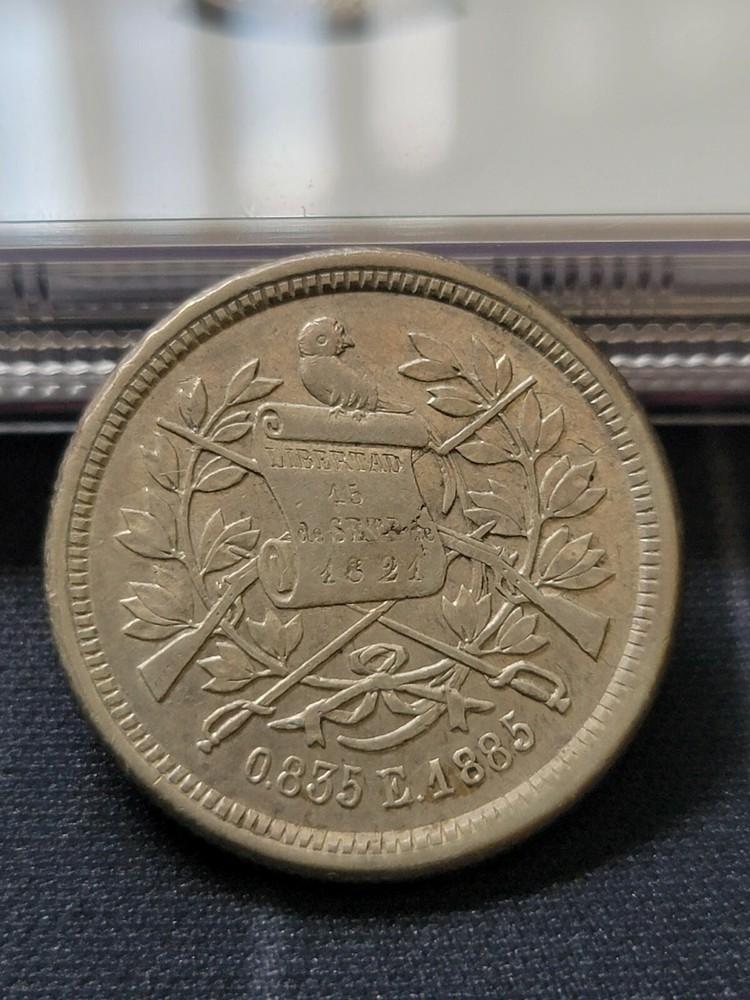 Guatemala 1885 25 Centavos Silver Coin ➕️ XF ➕️ 🇬🇹 ✅️