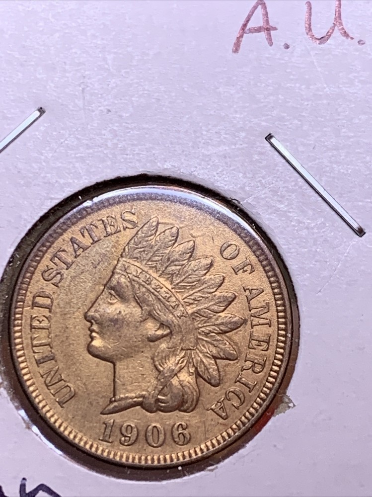 1906 INDIAN HEAD CENT ~ AU+ Condition RB ~ NICE DIE CLASHING!