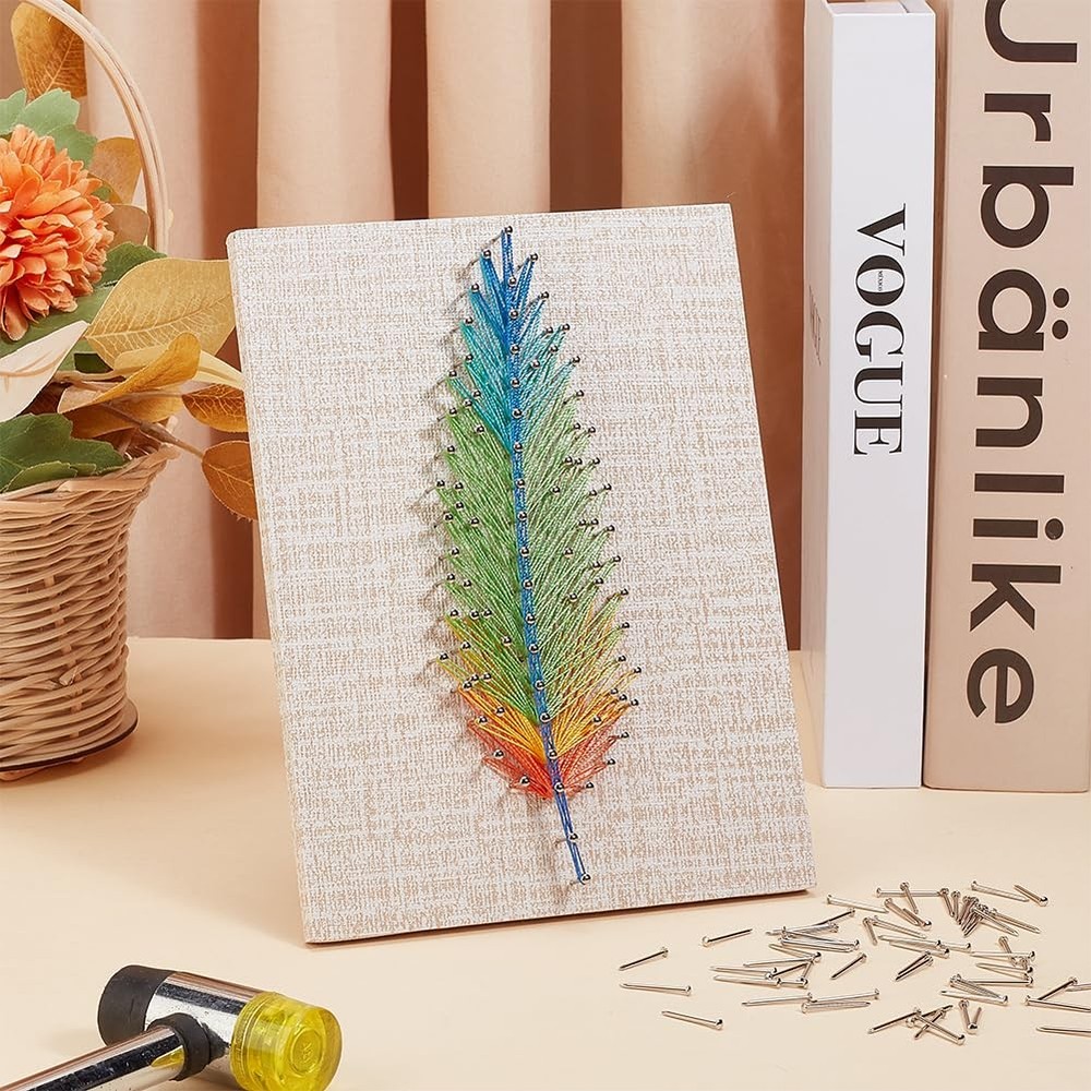 WEBEEDYDIY String Art Kit for Adults Beginners, Medium, multicolor-feather