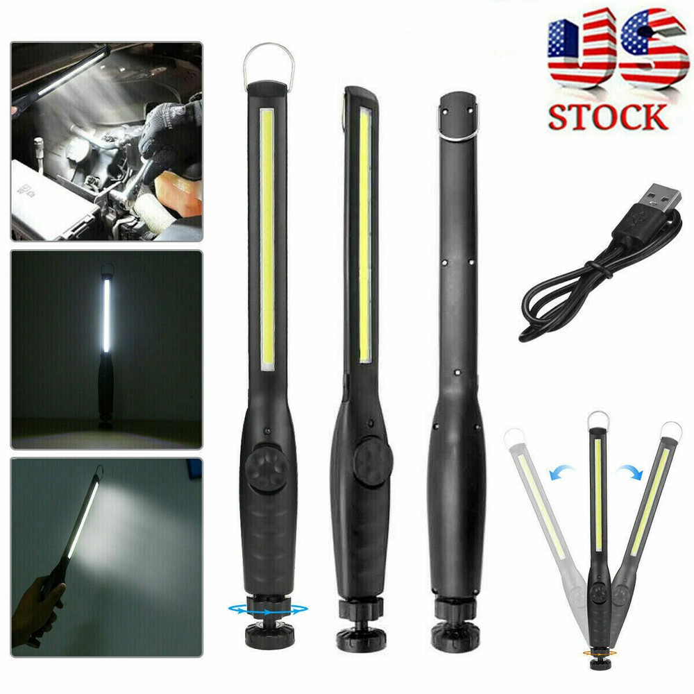 2 Pack USB Rechargeable LED COB Work Light, Magnetic Base Torch for Mechanics