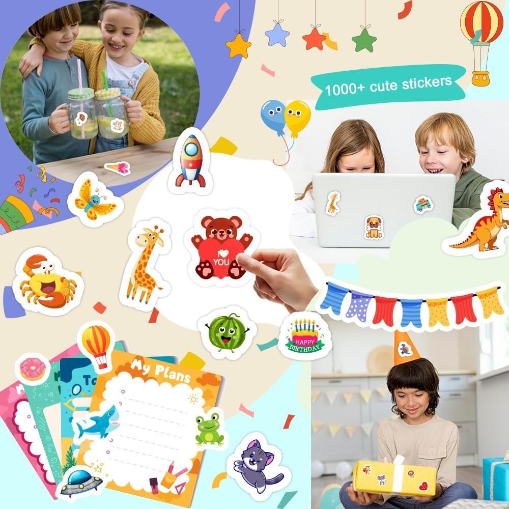 48 Sheets Stickers for Kids, Cute Kids Variety Pack Multicolor