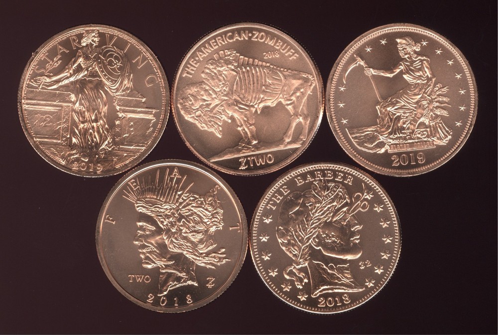 5 Zombucks 1oz Copper Rounds