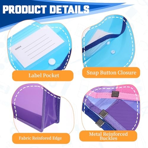 10 Pcs Expanding File Folder, Clear Waterproof Plastic Document Folders Large