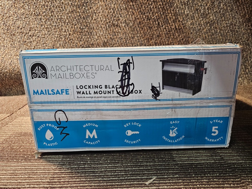 Architectural Mailboxes Wall Mount Mailbox Locking Black Medium-Sized Aluminum