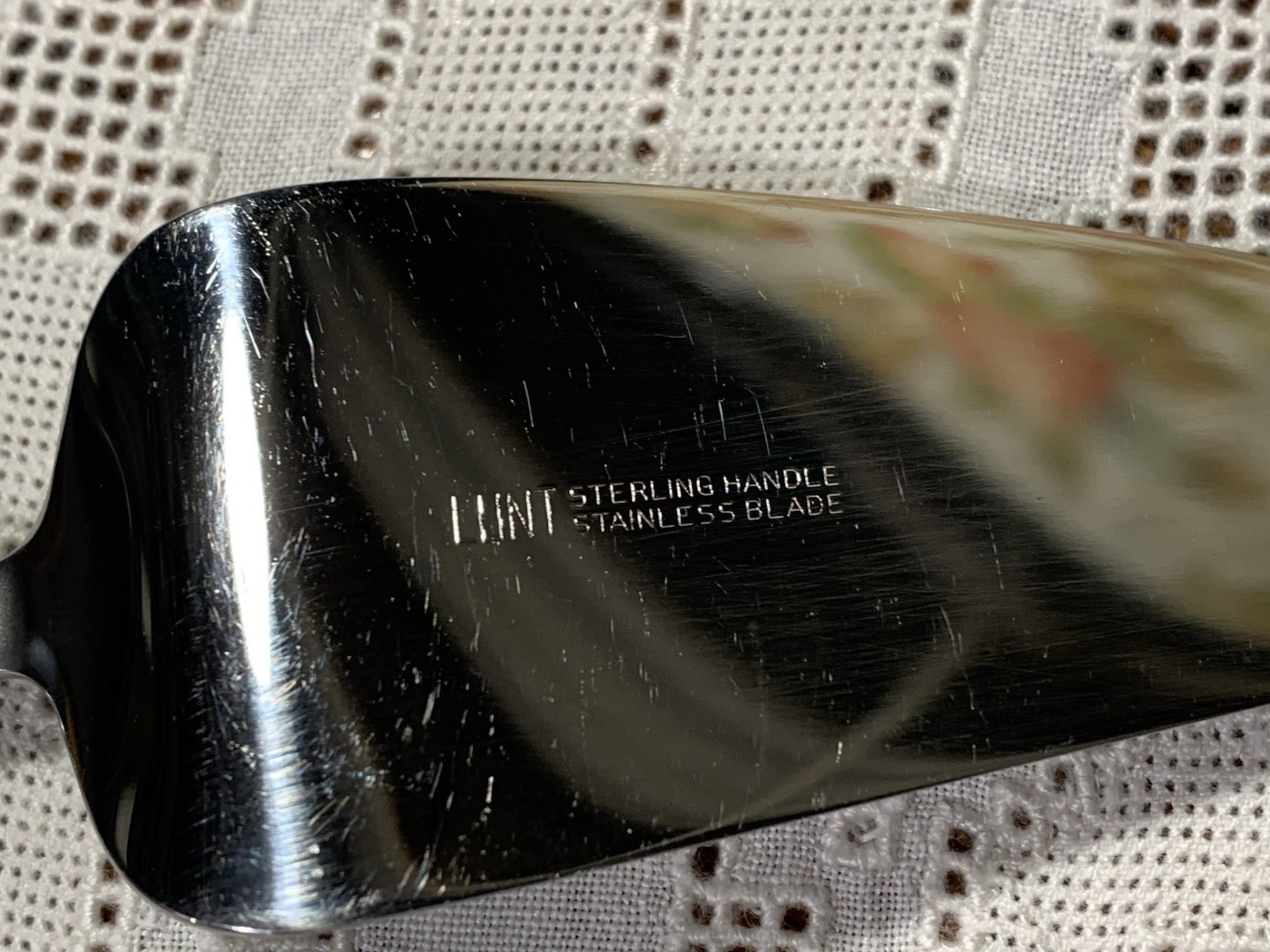 vintage Lunt MIGNONETTE sterling handle stainless steel blade CHEESE KNIFE 7-1/8