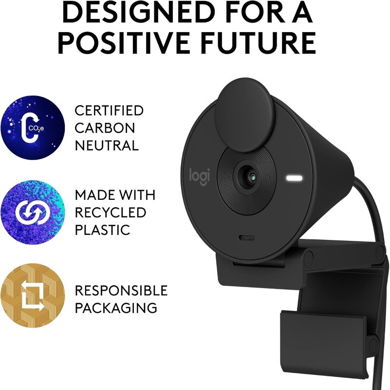 Full HD Webcam with Privacy Shutter, Noise Reduction Microphone, USB-C