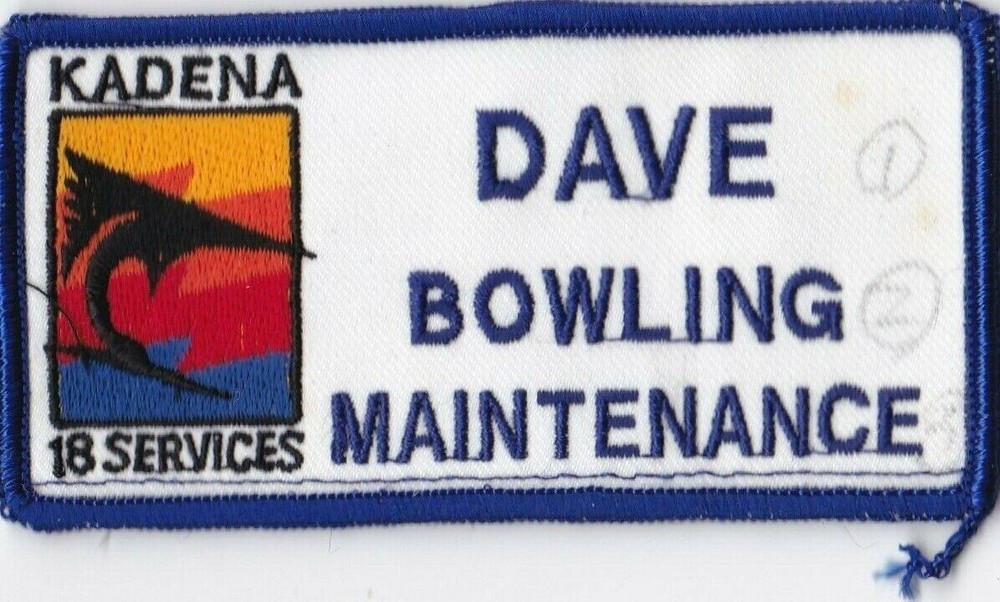 USAF 18th Services Kadena Dave Bowling Maintenance Nametag Wing Patch A-7