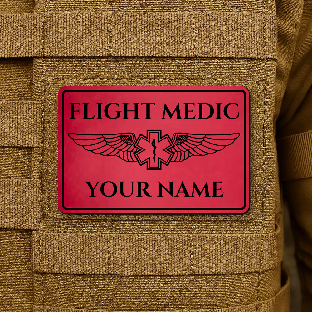 Custom Flight Medic Patch 2"x3" Hook & Loop Engraved Paramedic EMT Tactical