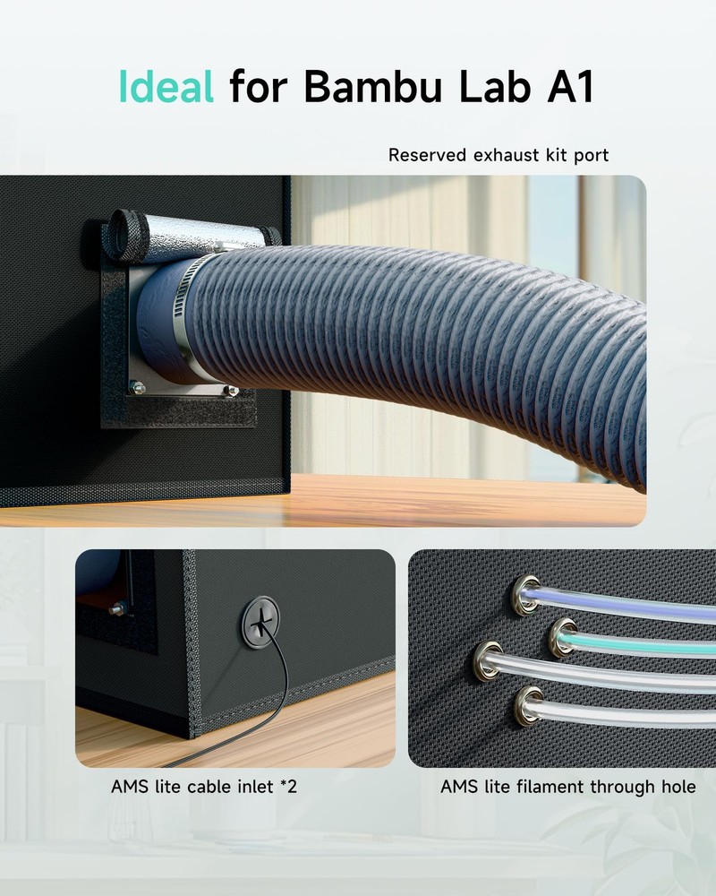 TOPCUBE 3D Printer Enclosure for Bambu Lab A1, Large Size For Black