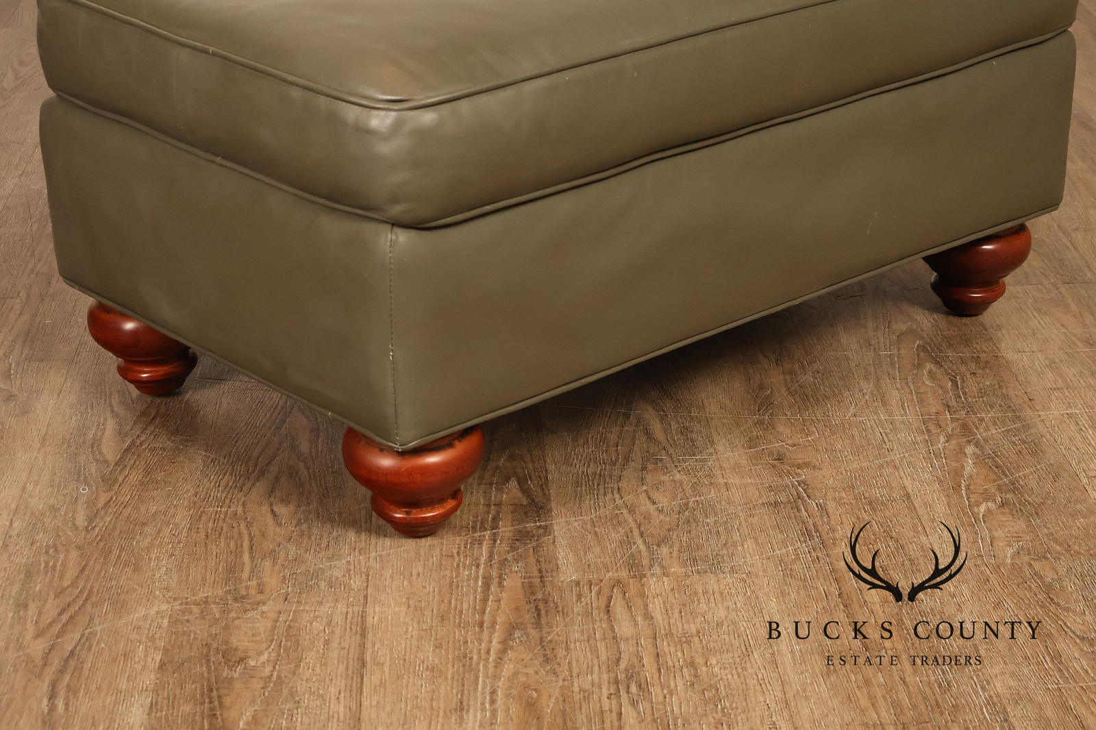 Ethan Allen Traditional Leather Ottoman