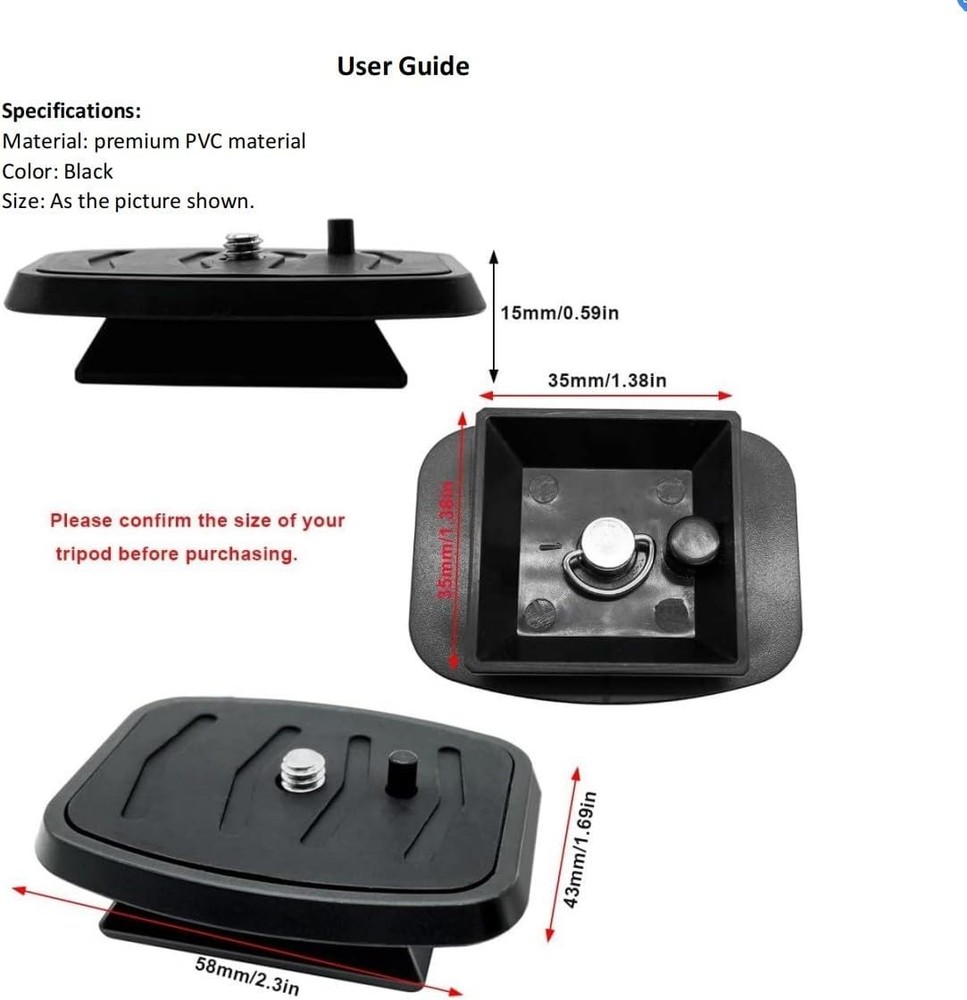 2 Pack 35 mm Tripod Quick Release Plate Camera Mount Adapter, QR Black
