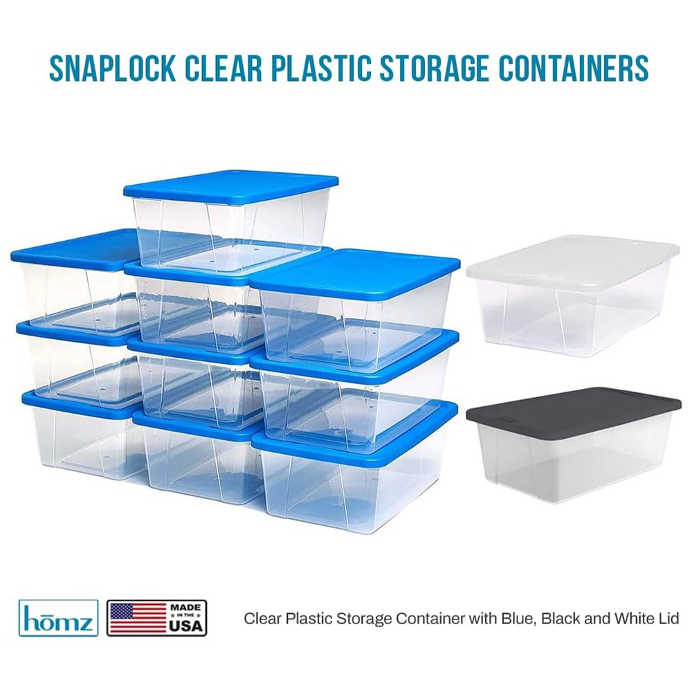 Homz Snaplock 41 Qt Stackable Plastic Container w/Latching Lid (2pk) (Open Box)