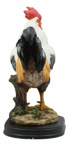 Black Breasted Rooster Statue With Base 7"Tall Proud Country Chicken Figurine