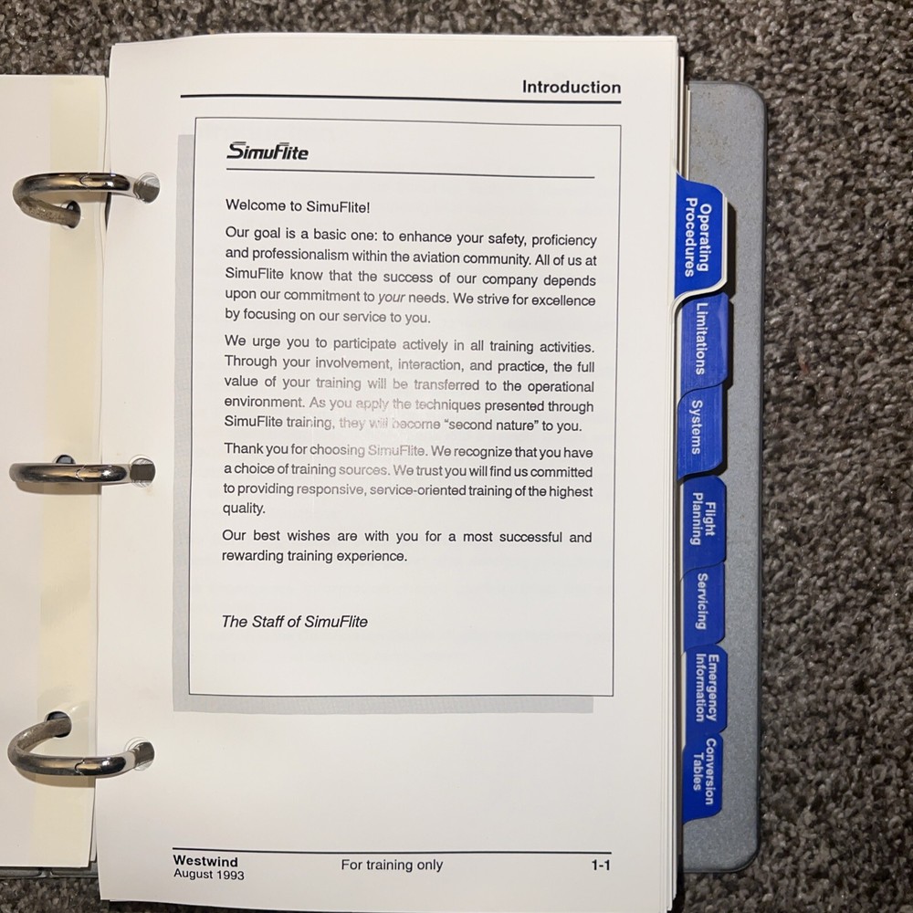 SimuFlite Westwind Cockpit Reference Handbook