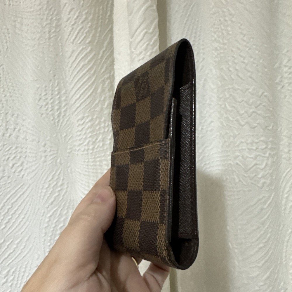 Authentic Louis Vuitton Damier Ebene Pouch Case Brown