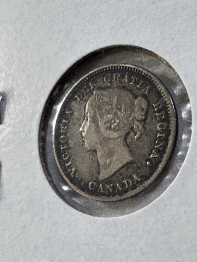 1888 Canada 5 Cents Small Silver Coin Cleaned