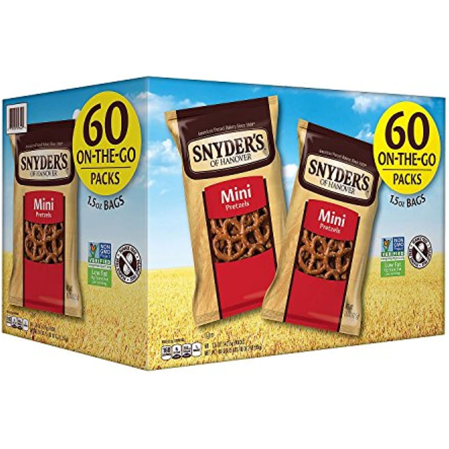 Snyder's of Hanover Mini Pretzels, Single-Serve Bags, 1.5 Ounce, 60 Count