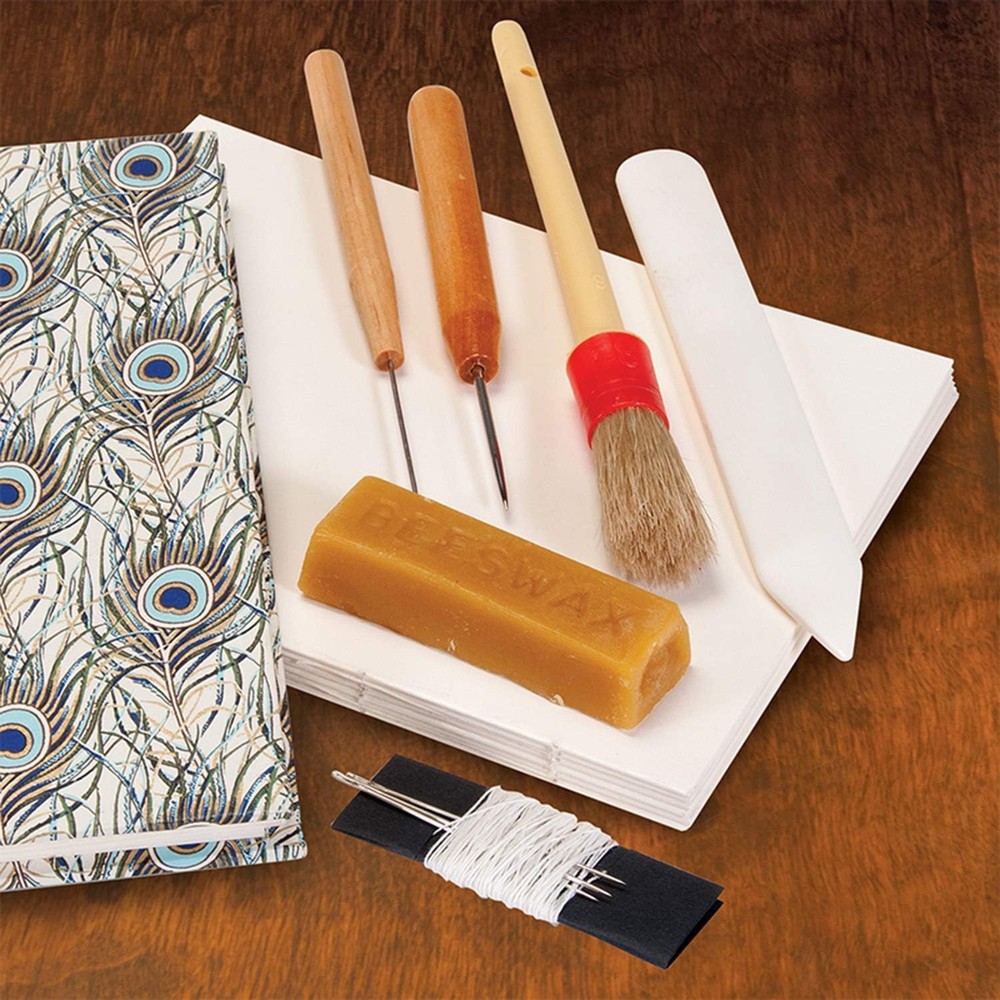Bookbinding Tool Kit Awls Bone Folder Bristle Brush Needles Linen Thread Beeswax