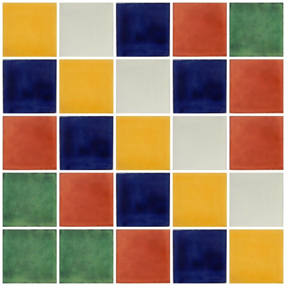 50 Mexican Talavera Handmade Tiles 4x4 Assorted SOLID COLORS