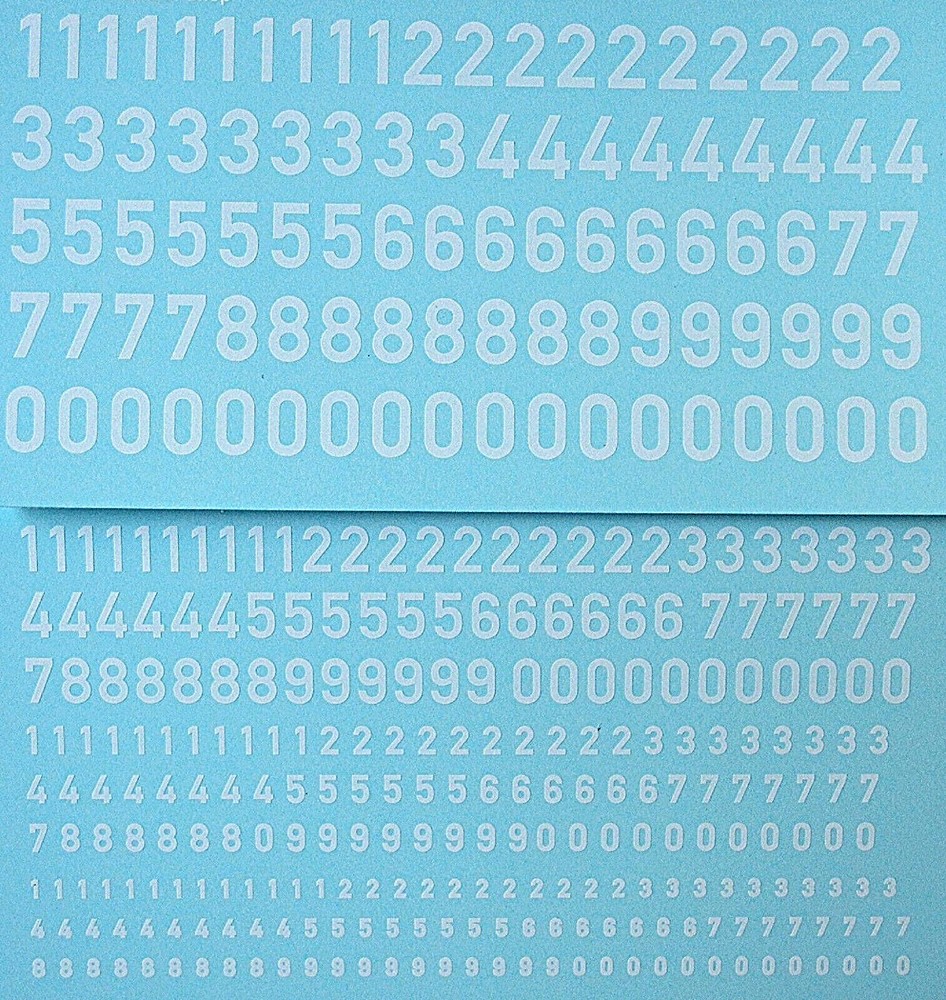 Numbers White 1:64 + 1:72 Decal