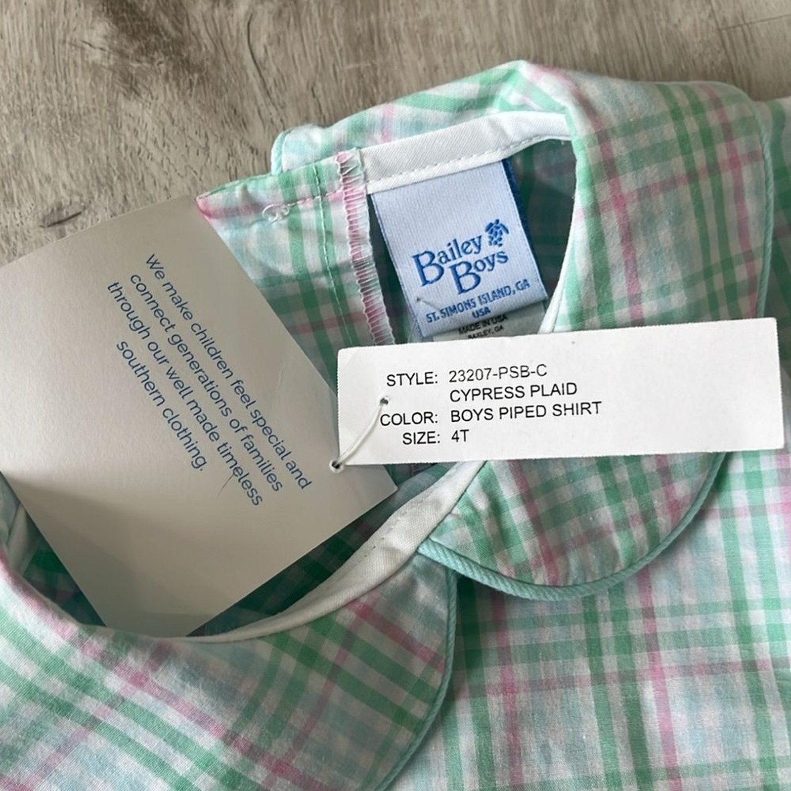 Bailey Boys Cypress Plaid Boys Piped Shirt Collar Preppy NWT New 4T