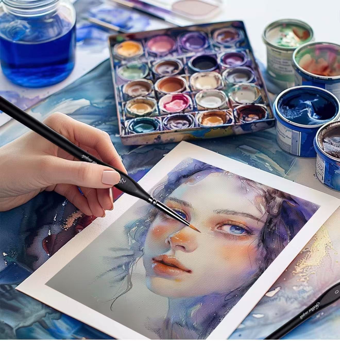 Golden Maple Miniature Paint Brushes, 15PC Model Brushes Micro Detail Paint Brus