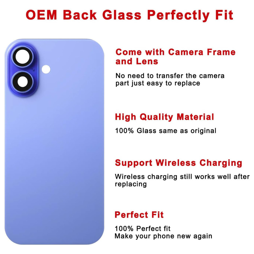Back Glass Replacement Lot With Metal Magnet For iPhone 16/16 Plus/16 Pro Max