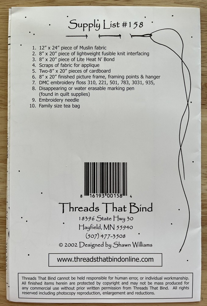 THREADS THAT BIND Hand Embroidery Pattern - #158 IN GOD WE TRUST 8" x 20"