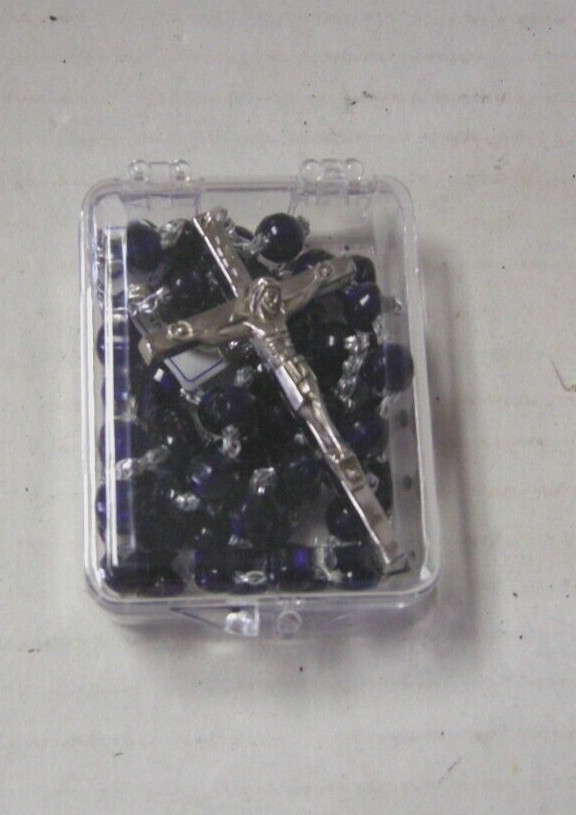 Birthstone Rosary Beads, Boxed, February Amethyst, 18" Length, Plastic Beads,New