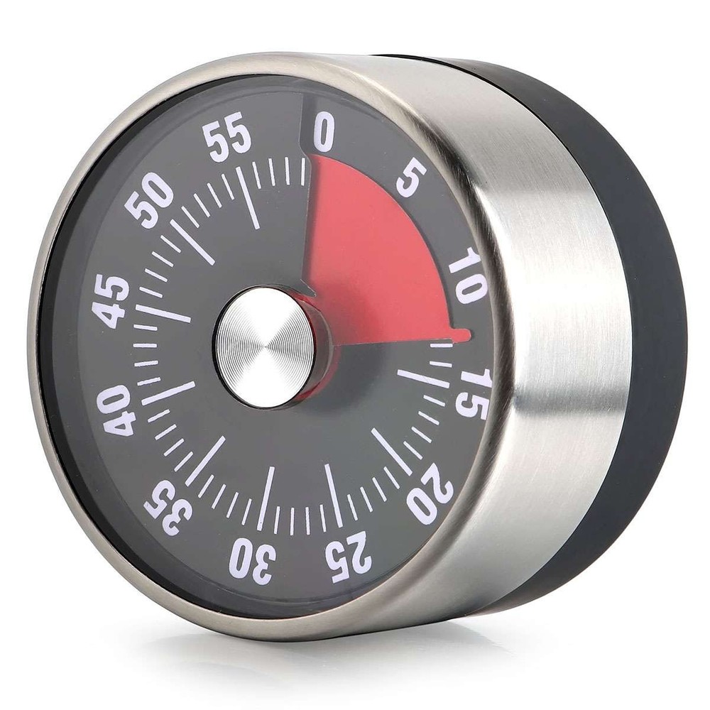 Mechanical Kitchen Timer 60min Countdown Cooking Reminder Visual Magnetic Alarm