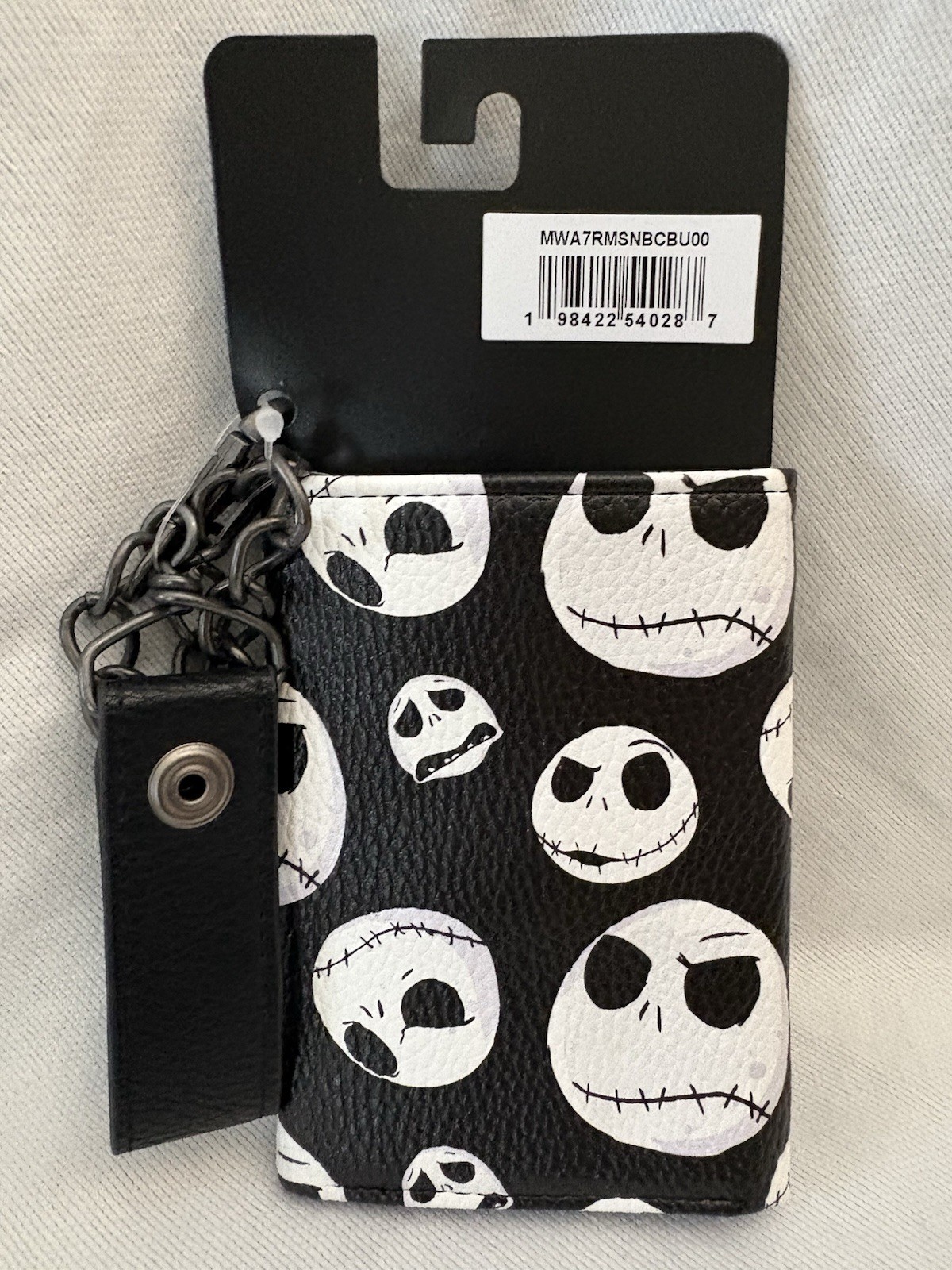 NEW DISNEY Nightmare Before Christmas Wallet with Chain Jack Skellington Heads