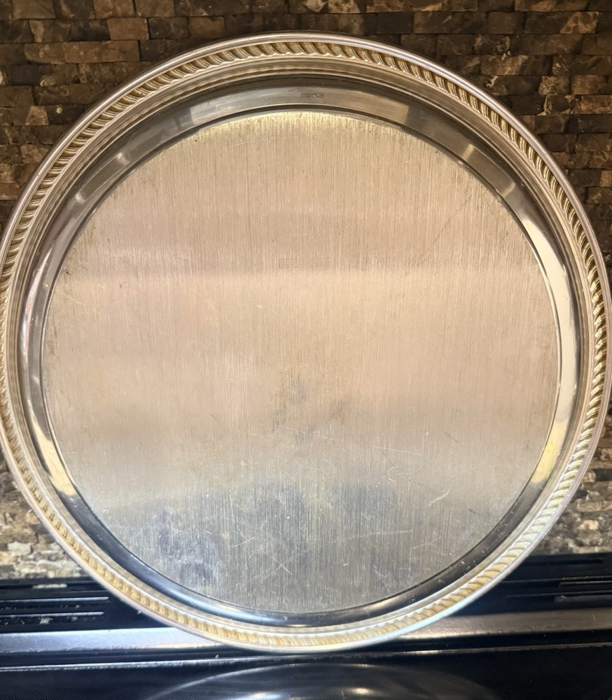 Vintage Traditional Ware 7822 Silverplate Round Serving Tray 16” Ornate