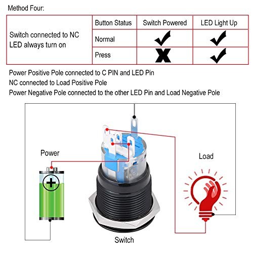 Car Engine Start Switch, 2 Colors Universal 12V White LED Car Engine Start
