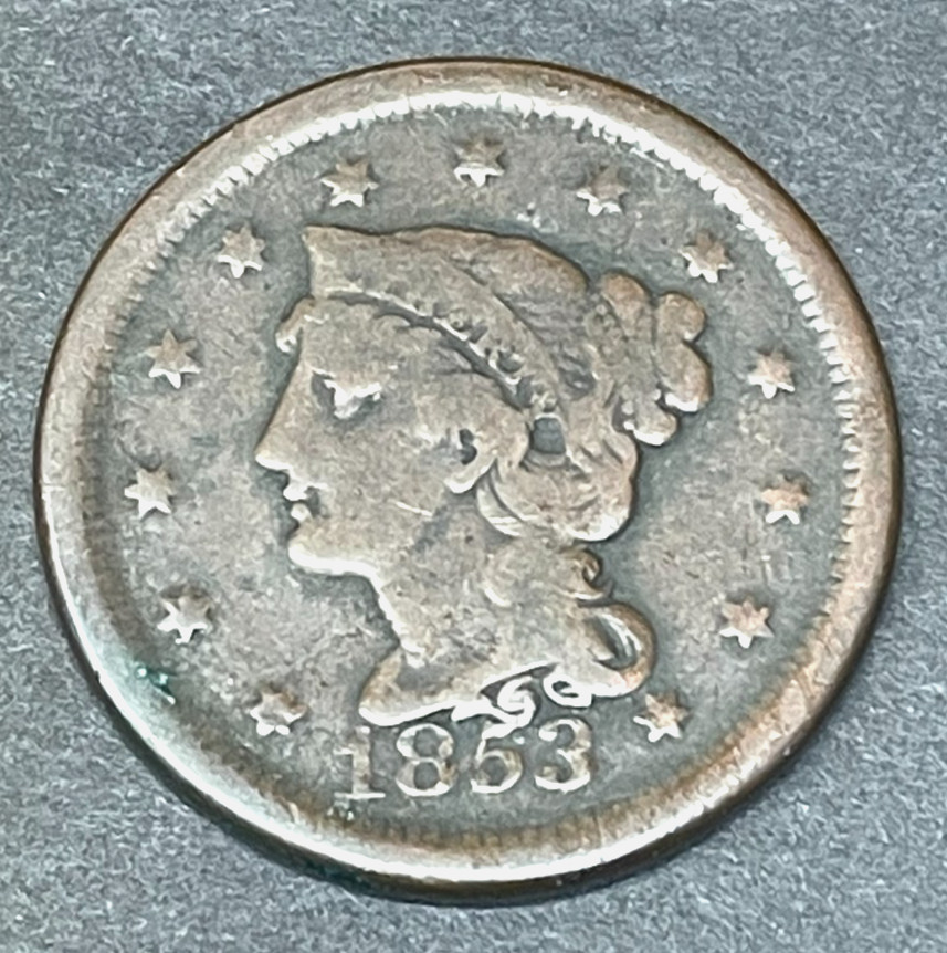 1853 Coronet Large Cent Fine