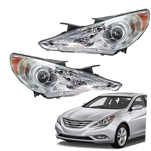 Driver Side and Passenger Side Headlights Assembly Halogen Replacement for