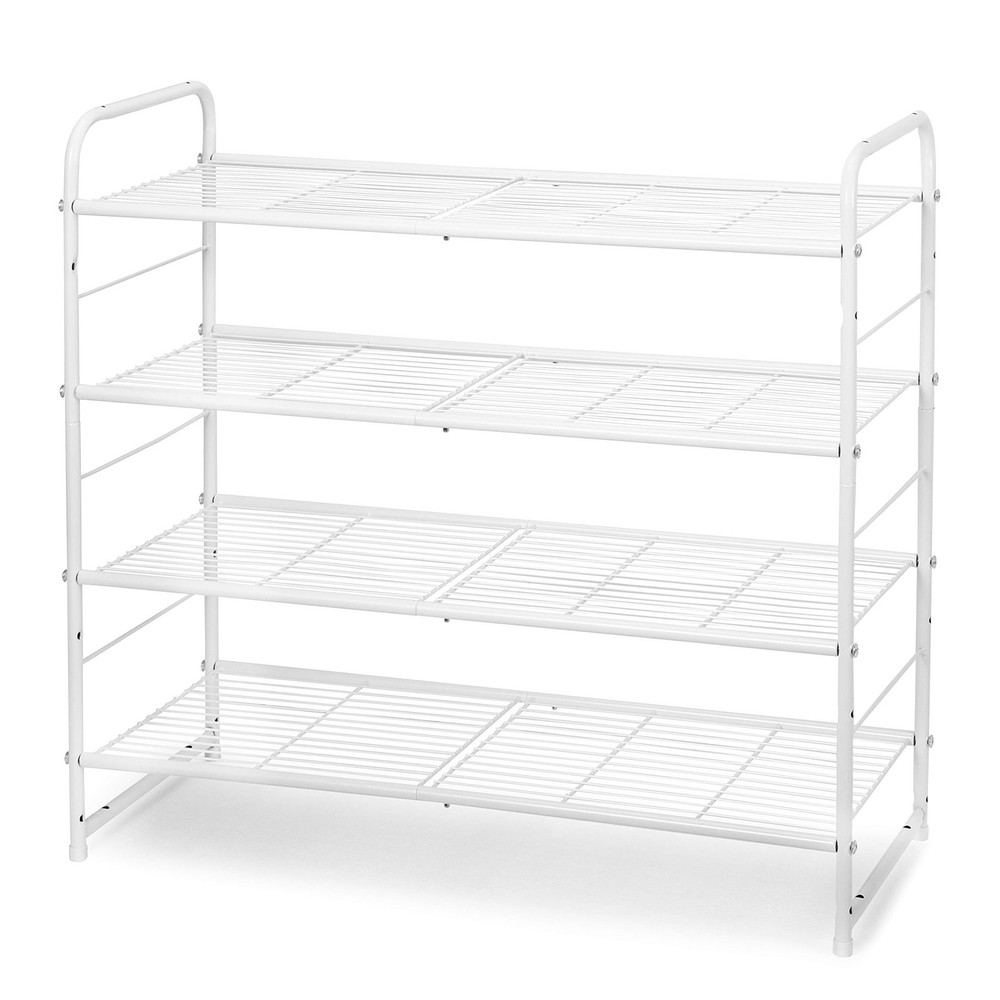 4-Tier Stackable Shoe Rack, Expandable & Adjustable Shoe Organizer Storage Sh...