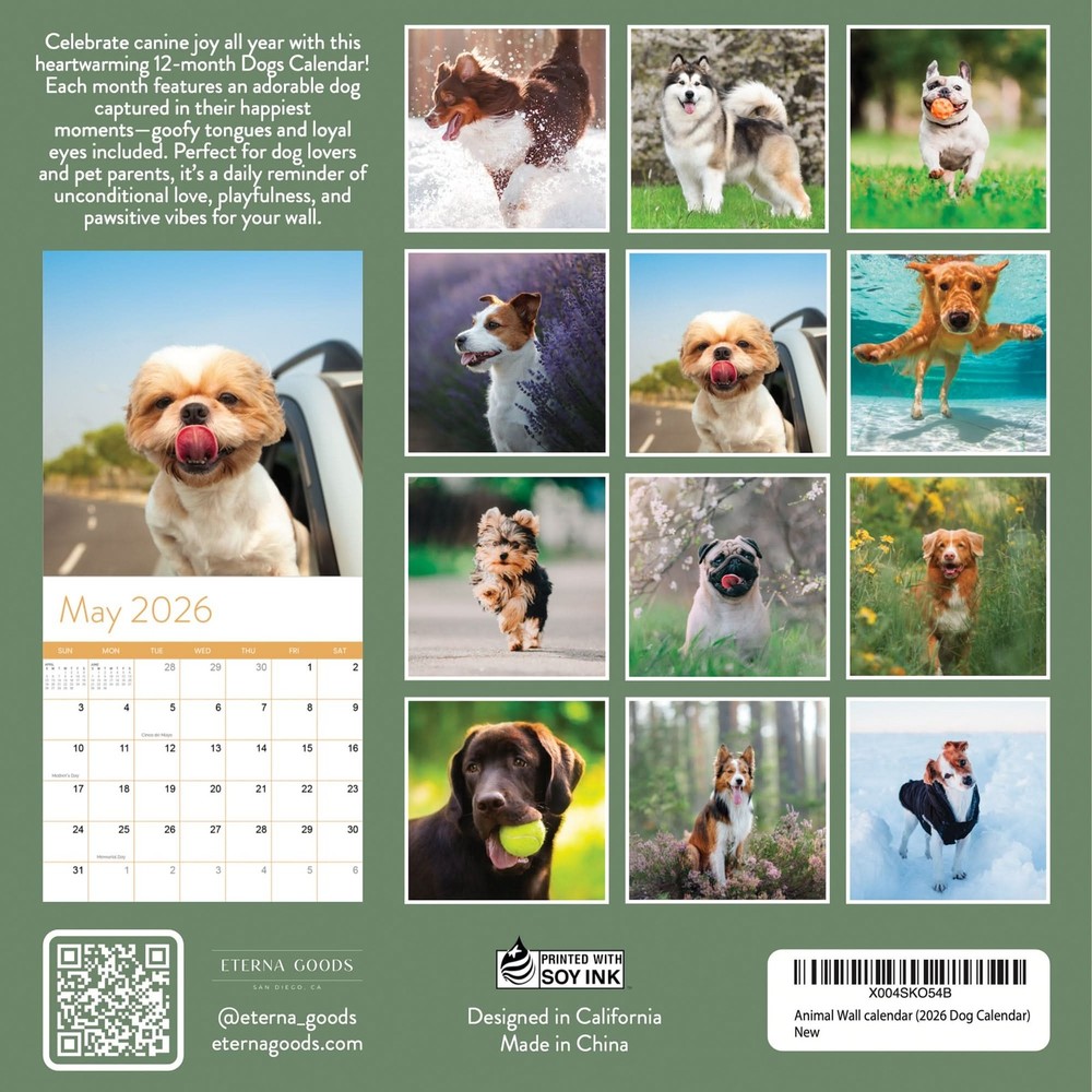 2026 Dogs Wall Calendar