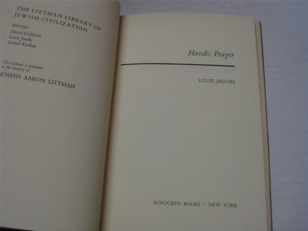 Hasidic Prayer by Louis Jacobs Important work LITURGY